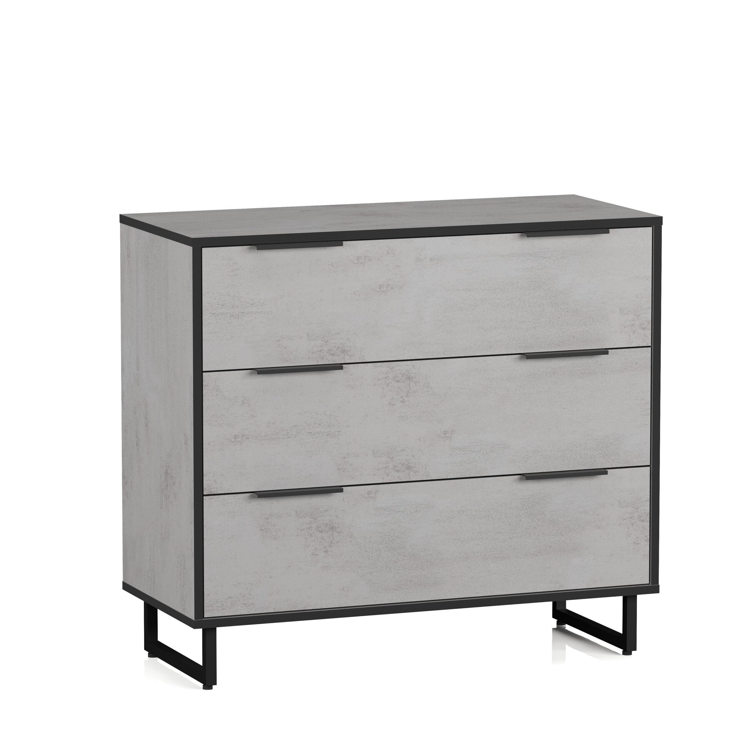 Комод з 3 шухлядами Nikoshop Лофт F-8 900x810x400 мм Бетон Тефра