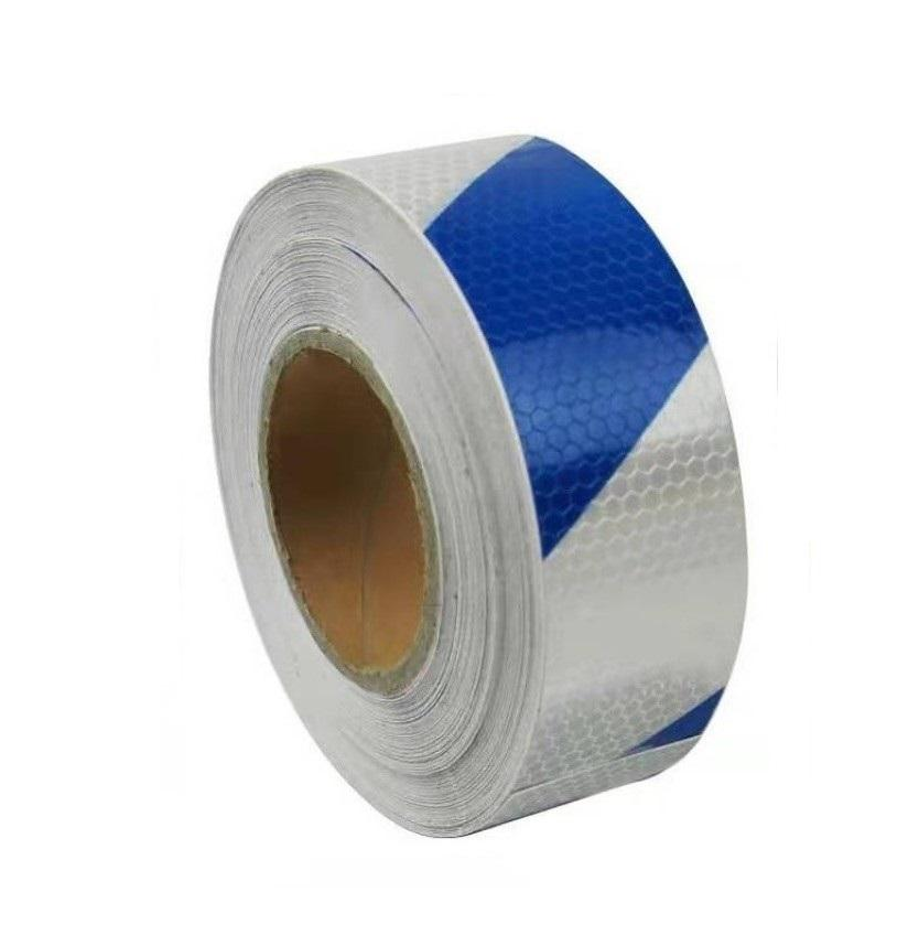 Светоотражающая самоклеющаяся лента 5 см авто Белый с синей полоской (1886914315)