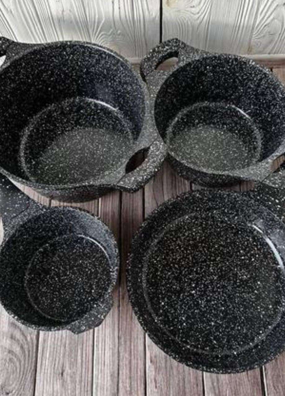 Набір каструль та сковорода Higher Kitchen HK-315 з гранітним покриттям антипригарним 7 пр. Чорний (315RED8) - фото 3 Набір каструль та сковорода Higher Kitchen HK-315 з гранітним покриттям антипригарним 7 пр. Чорний (315RED8) - фото 3