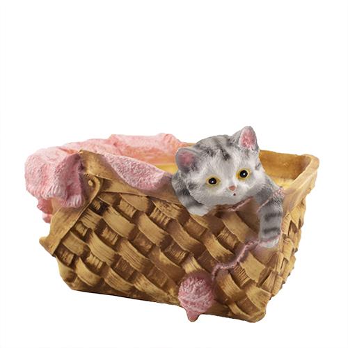 Кашпо Decoline Корзина с котенком и клубком (K0307G)