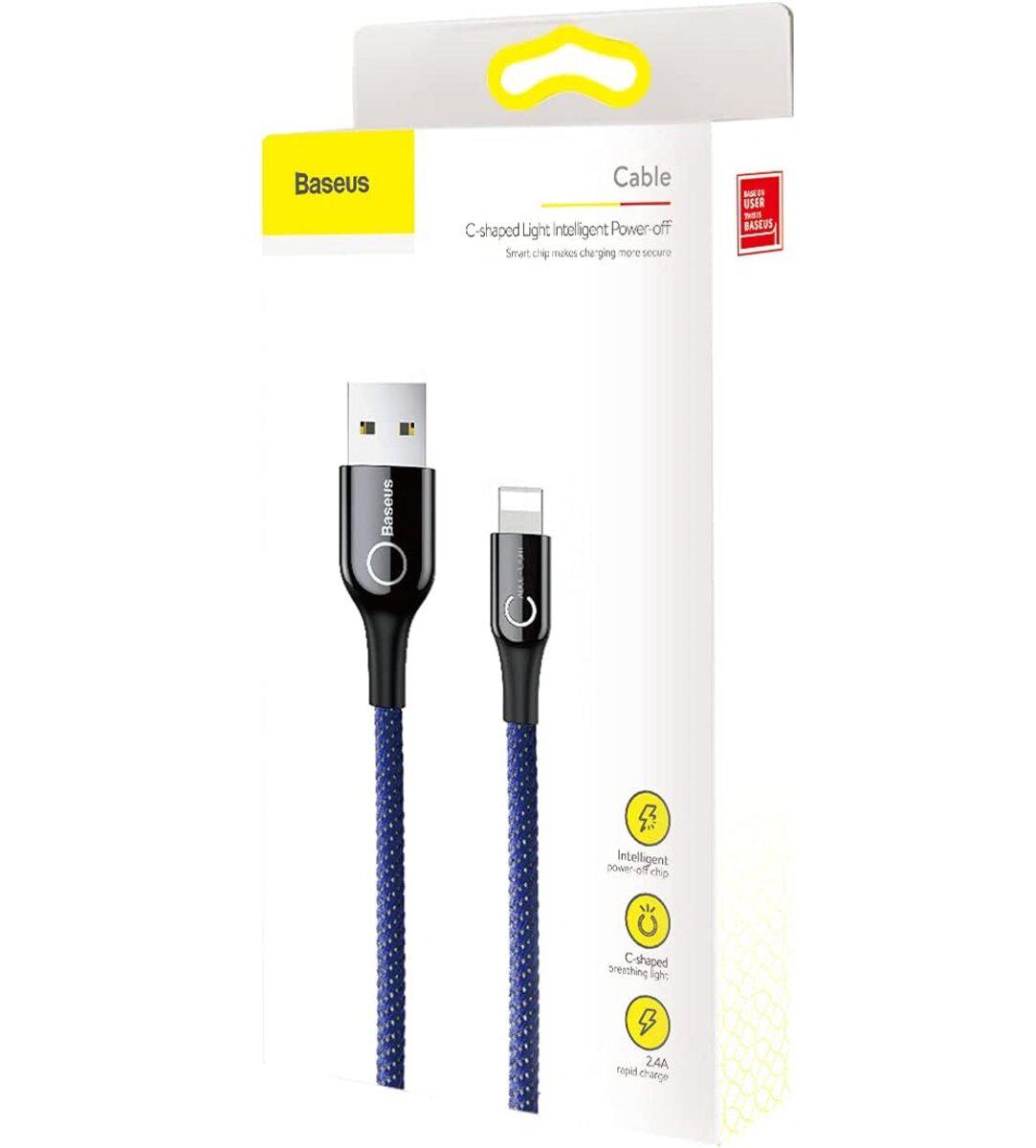 Кабель Baseus C-shaped Light Intelligent power-off Cable 2,4A 1 м Синій - фото 4