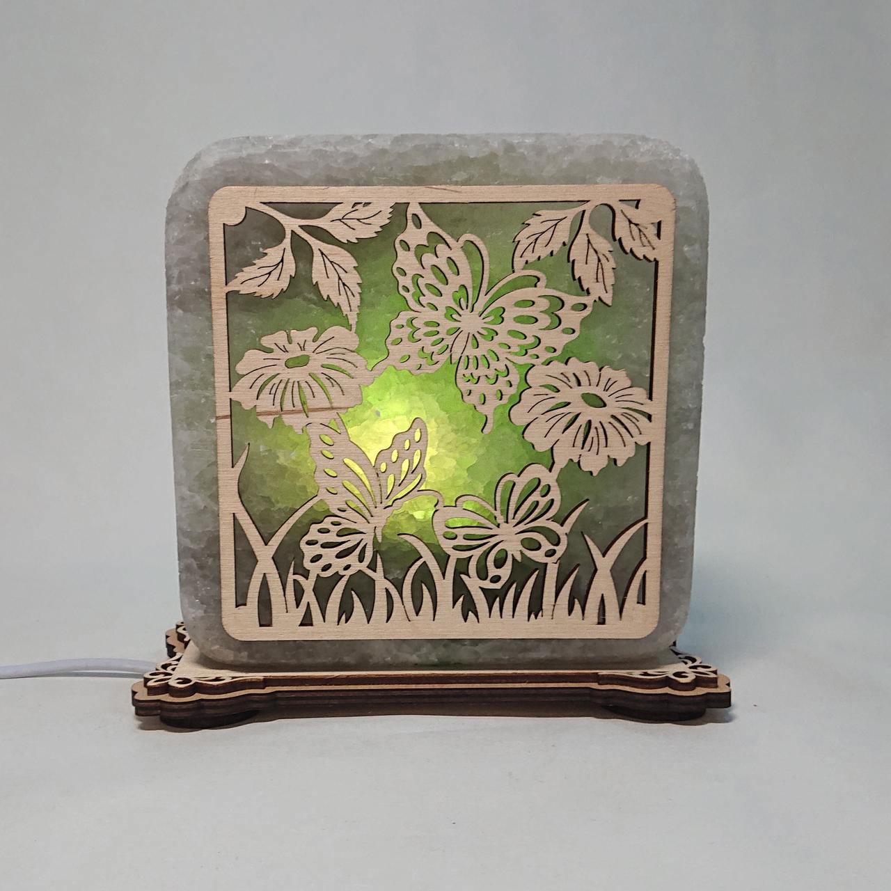 Соляной светильник Бабочки в траве (k-0003-g)