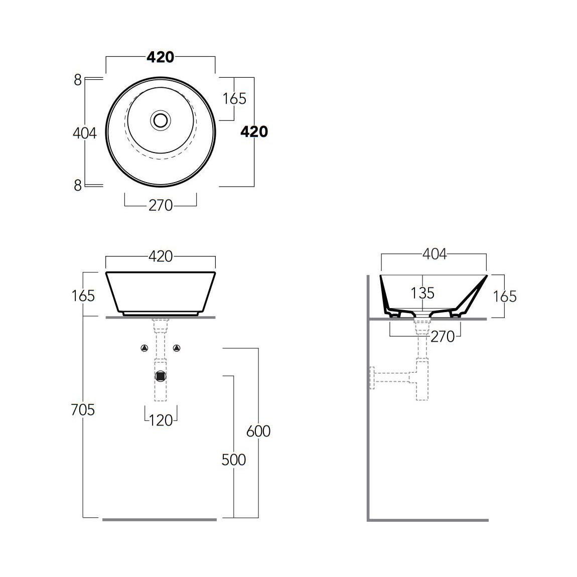 Умывальник накладной Simas Wave WA01 420x420x165 мм Белый (184678) - фото 3 Умывальник накладной Simas Wave WA01 420x420x165 мм Белый (184678) - фото 3