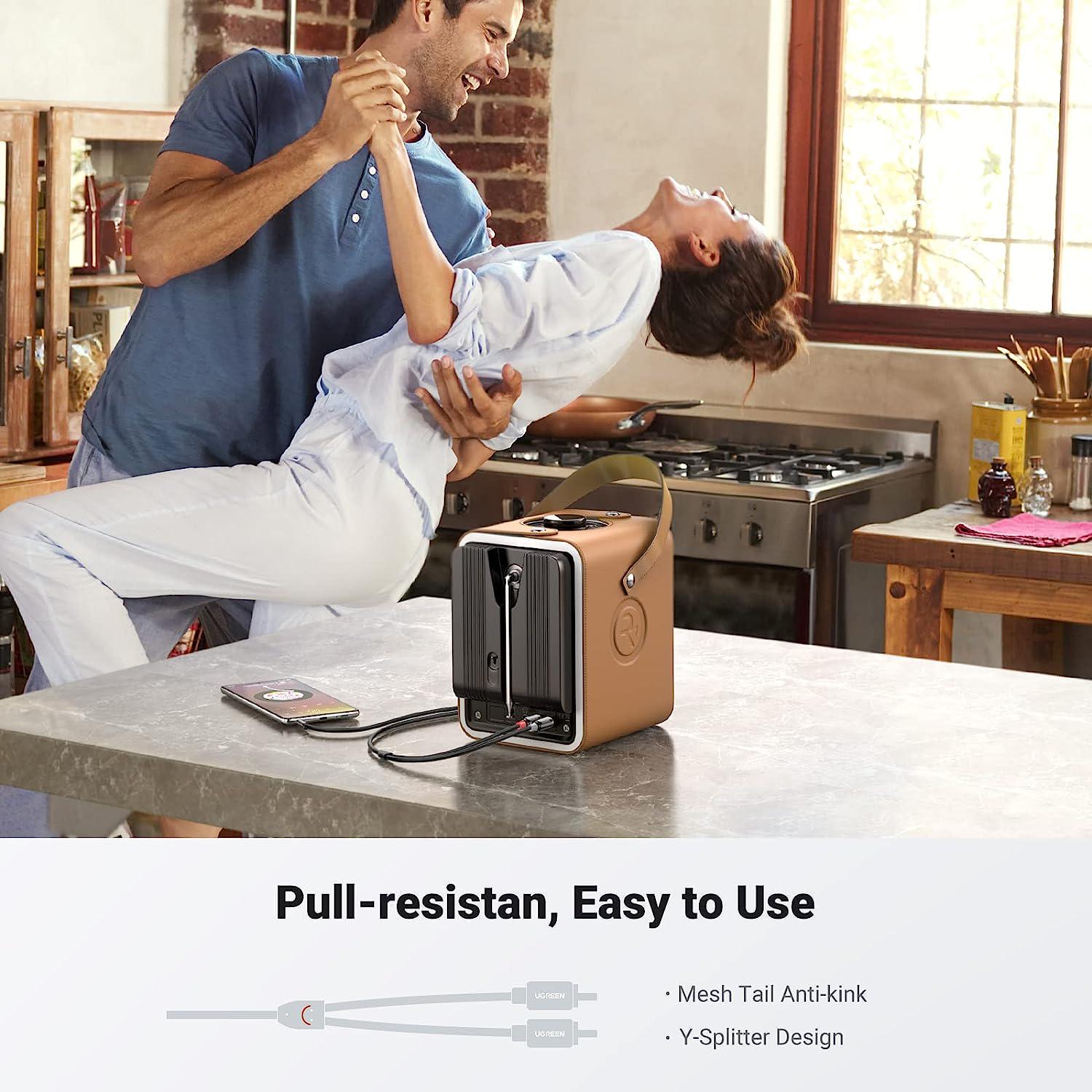 Кабель UGREEN 3.5 мм minijack-2RCA стерео тюльпани Hi-Fi звук RCA AUX Y 5 м Чорний (10591) - фото 13