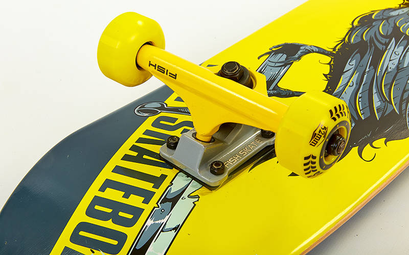 Лонгборд FISH CROW дерев'яний Жовто-чорний (SK-414-8) - фото 2