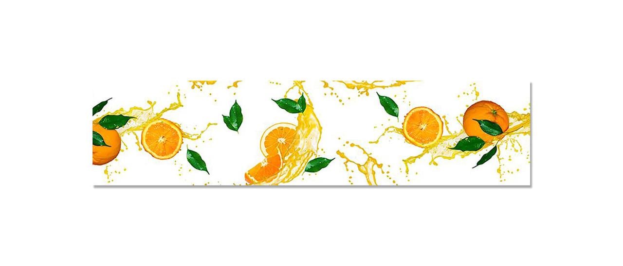 Кухонный фартук Апельсиновый сок/Цитрусы из самоклеющейся виниловой пленки 60х250 см Оранжевый