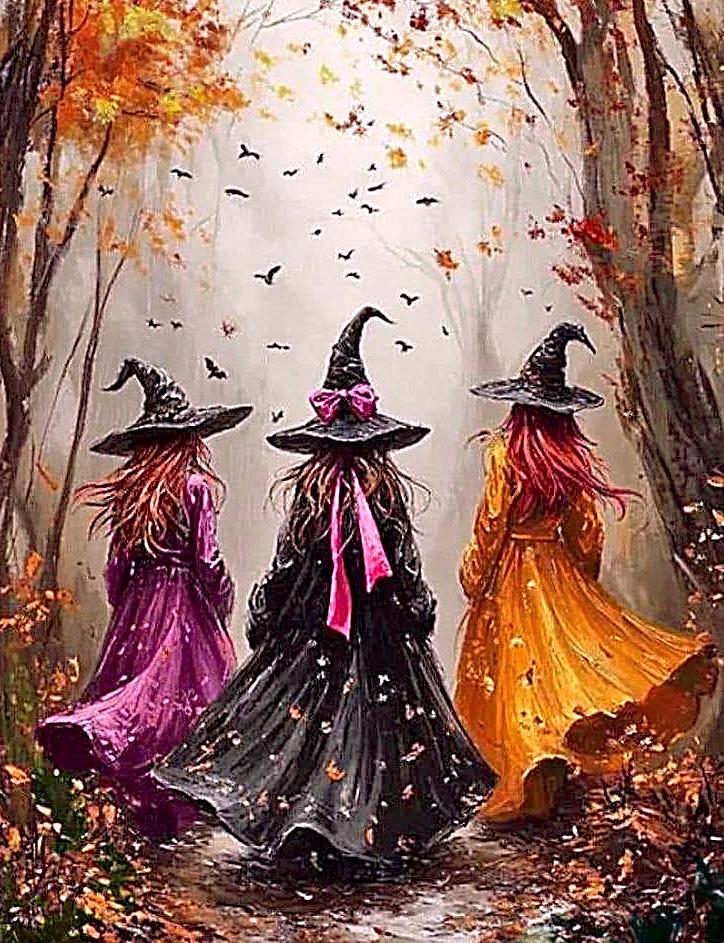 Алмазная мозаика АлМазка Три ведьмы квадратные алмазы на подрамнике 40x50 см (АлМ-294)