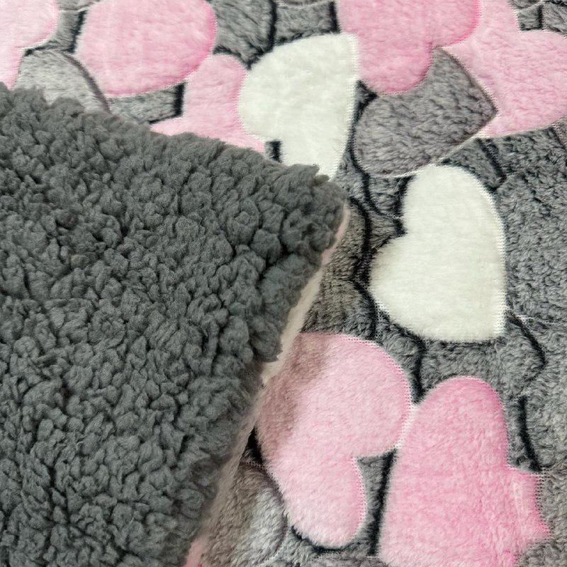 Плед-покрывало двустороннее с рисунком 150х210 см Серо-розовый (PL-1.5-5) - фото 3