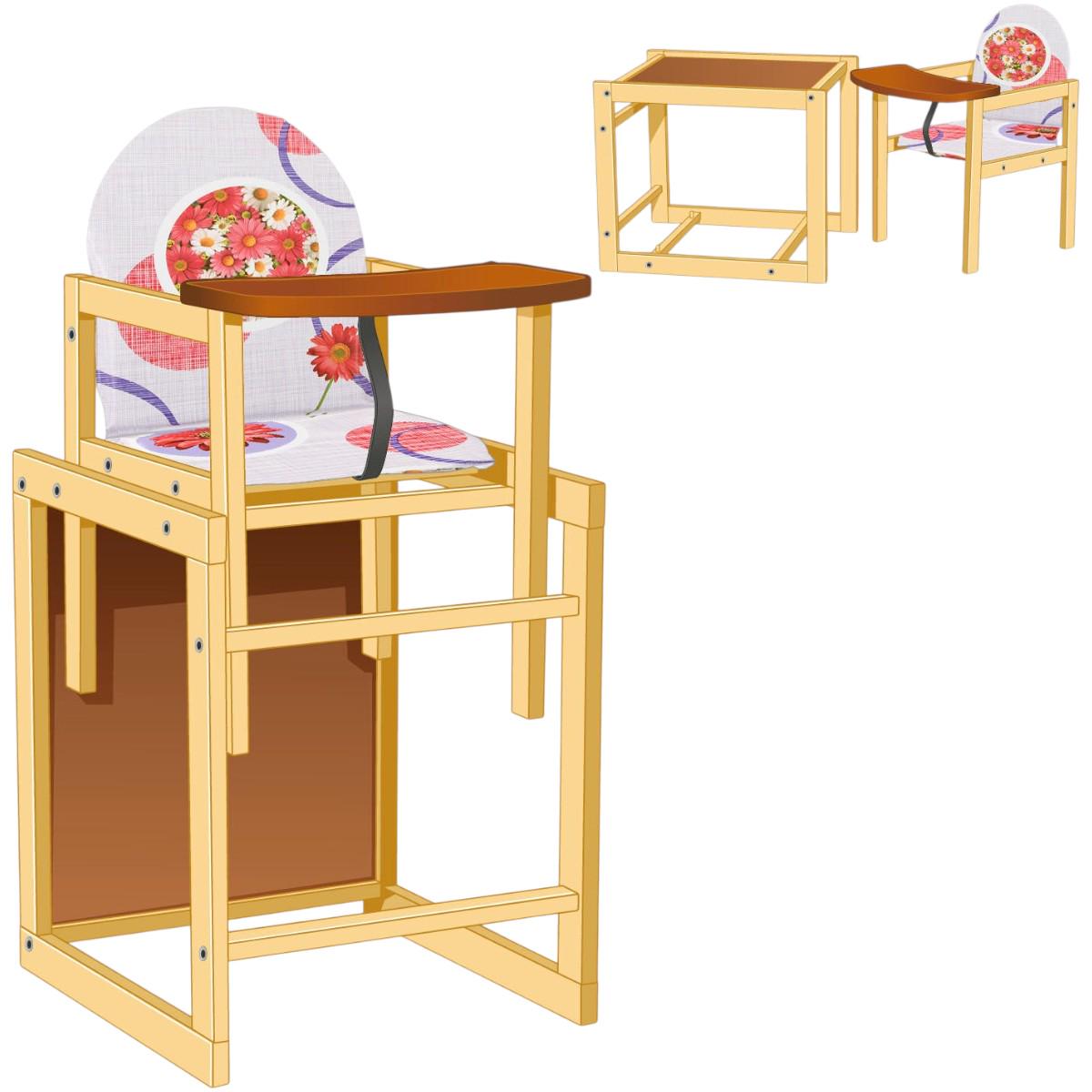 Стульчик для кормления Мася Красные цветы абстракция (№1210) - фото 5