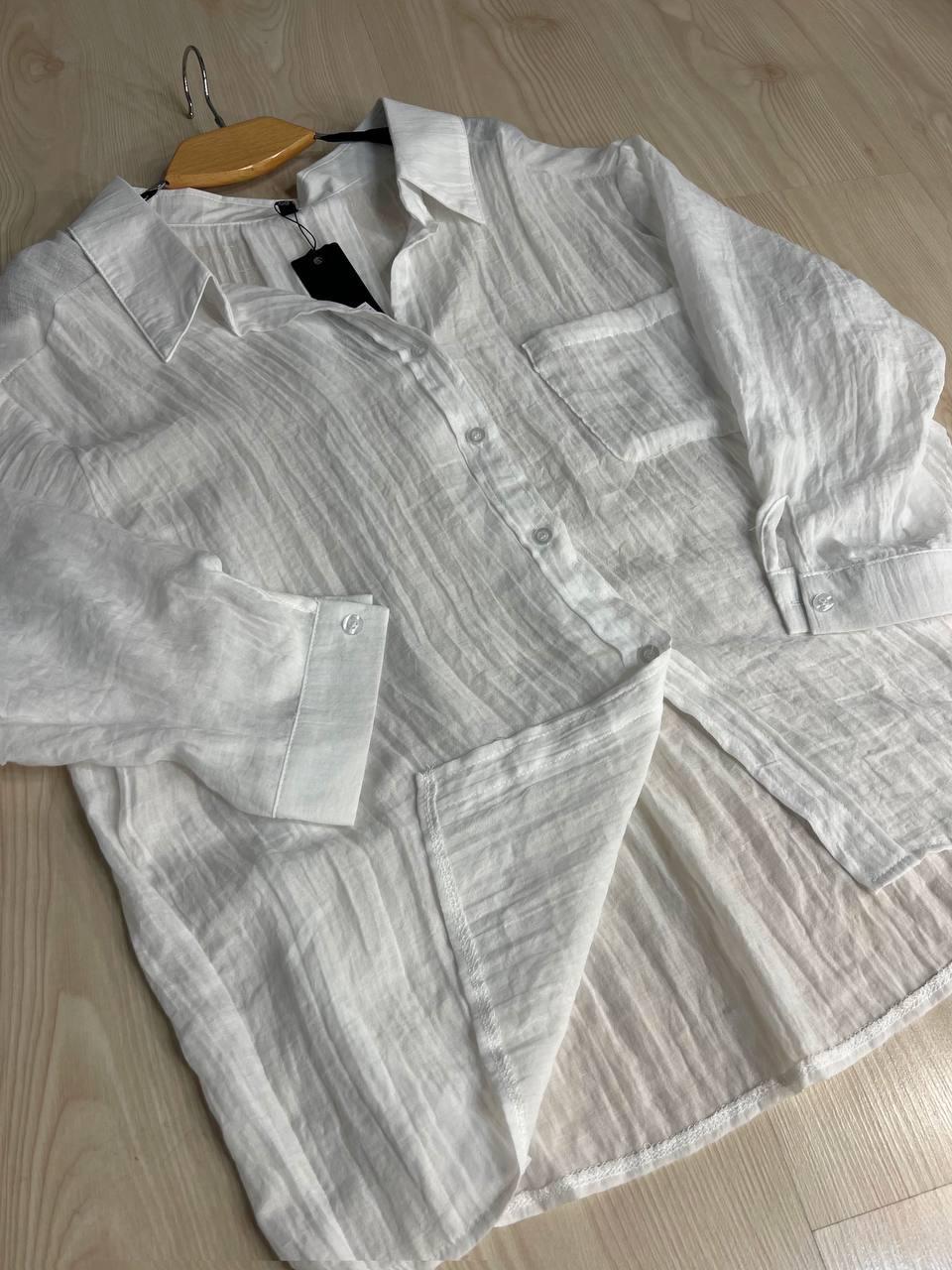 Рубашка женская Xingyue 388 с карманом жатка OS Белый (26730534) - фото 4 Рубашка женская Xingyue 388 с карманом жатка OS Белый (26730534) - фото 4