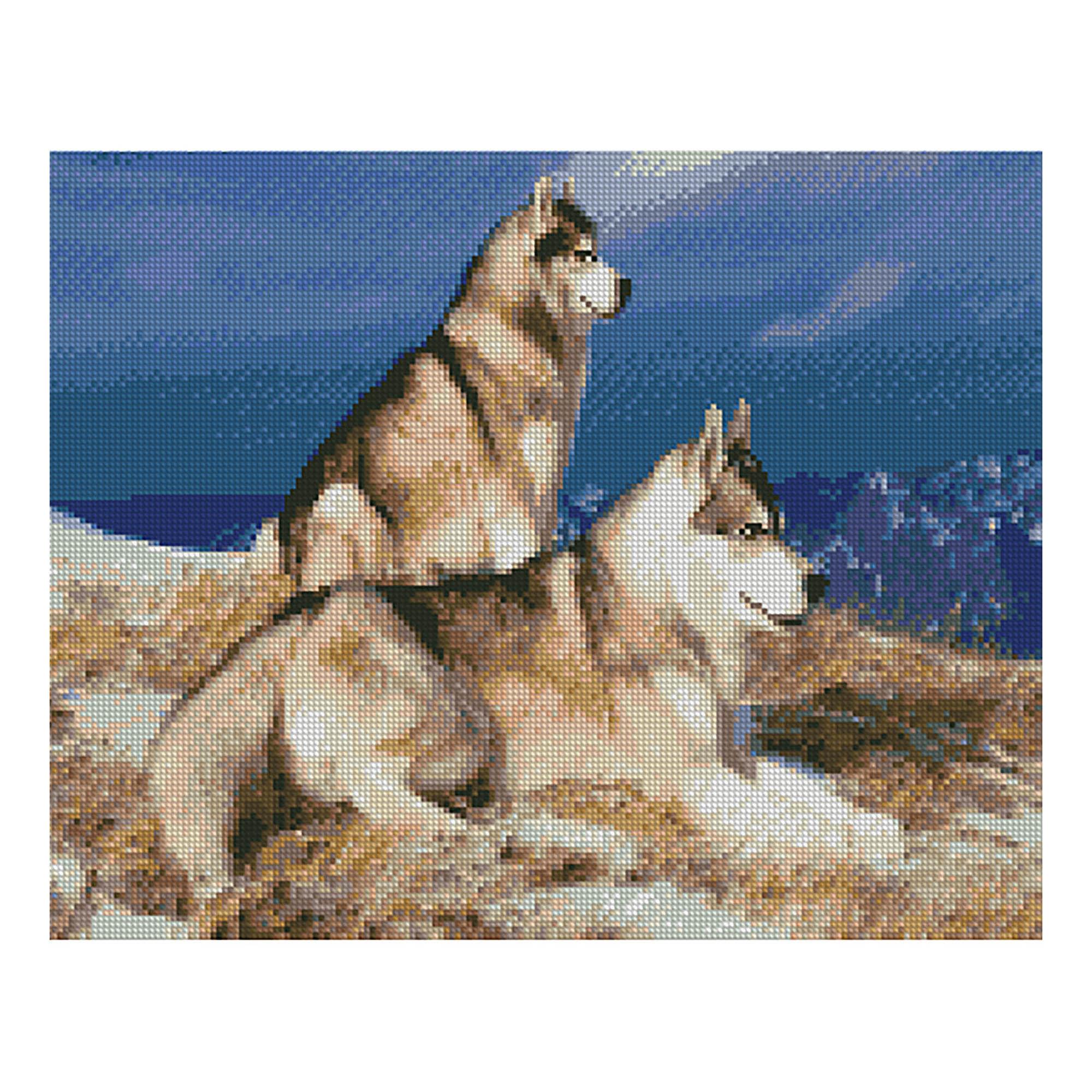 Алмазная мозаика Strateg Хаски в горах 40х50 см (Str-FA10183)