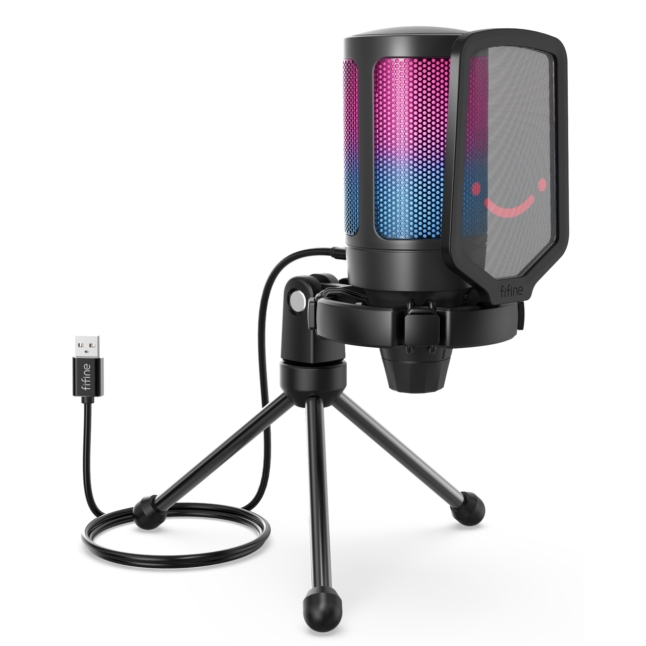 Микрофон конденсаторный FIFINE AMPLIGAME A6V USB с RGB-подсветкой Черный