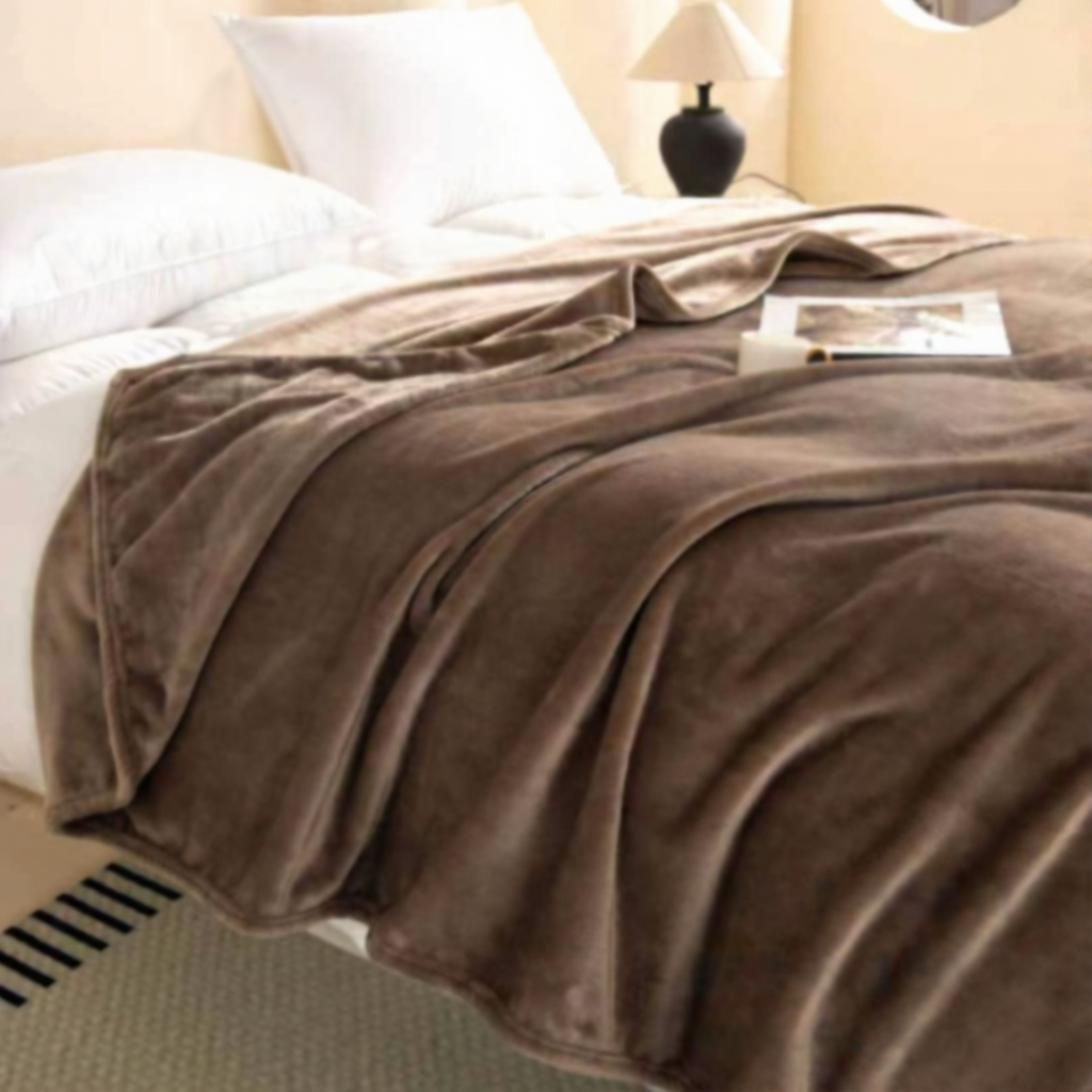 Плед флисовый однотонный 200х220 см Коричневый