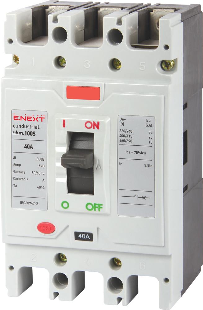 Автоматичний вимикач силовий E.NEXT e.industrial.ukm.100S.40 3р 40А (i0010020)