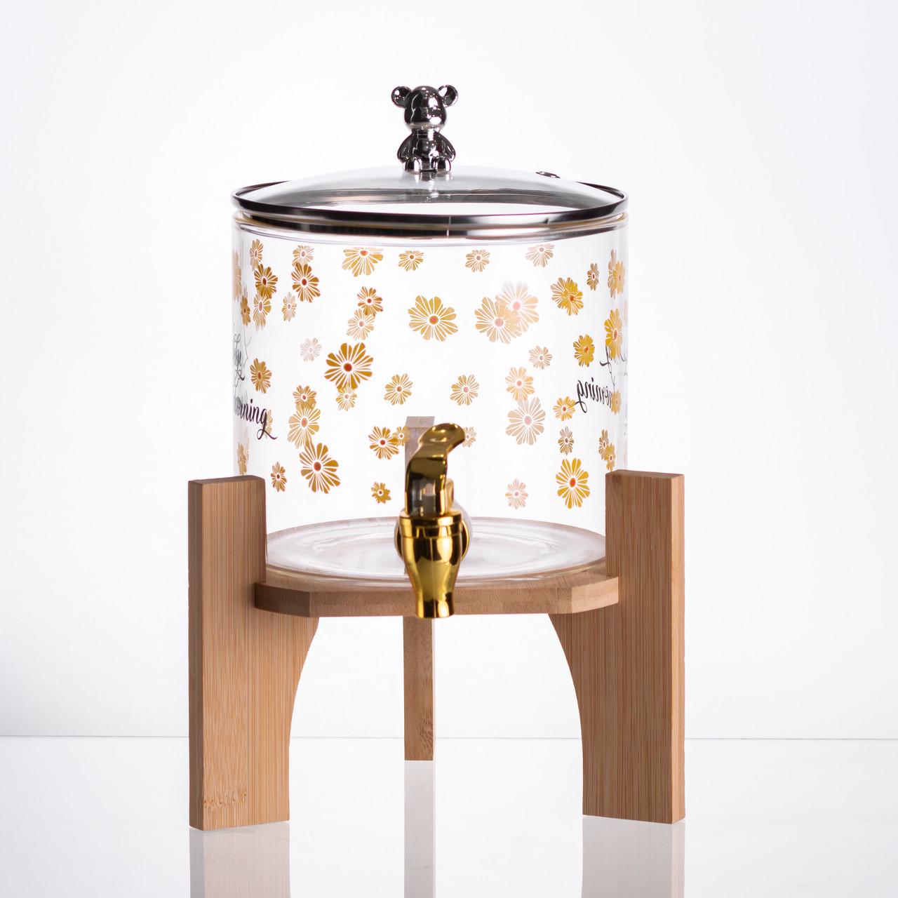 Лимонадница с краном на деревянной подставке 2,6 л стеклянная (HP-34-16) Лимонадница с краном на деревянной подставке 2,6 л стеклянная (HP-34-16)