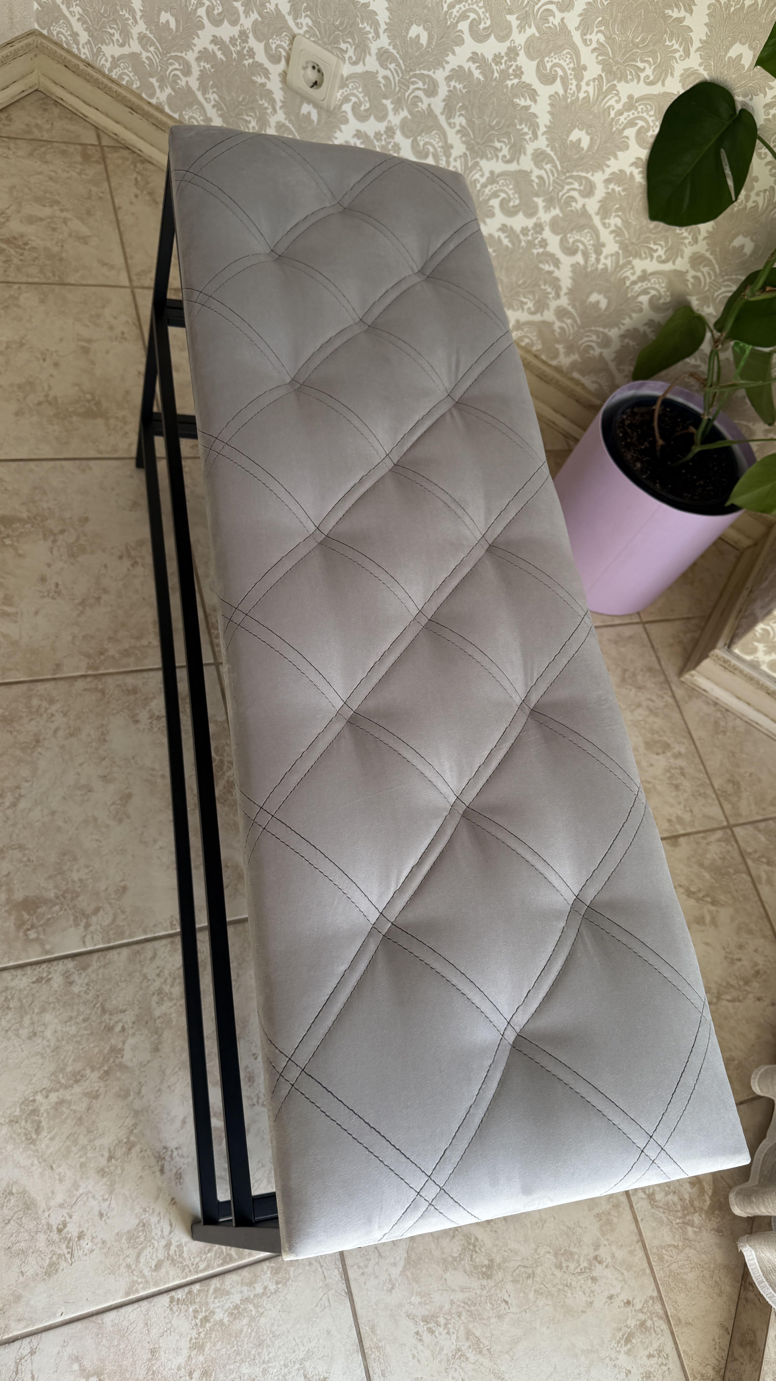 Банкетка велюрова антикіготь 100 см Сірий (7515)