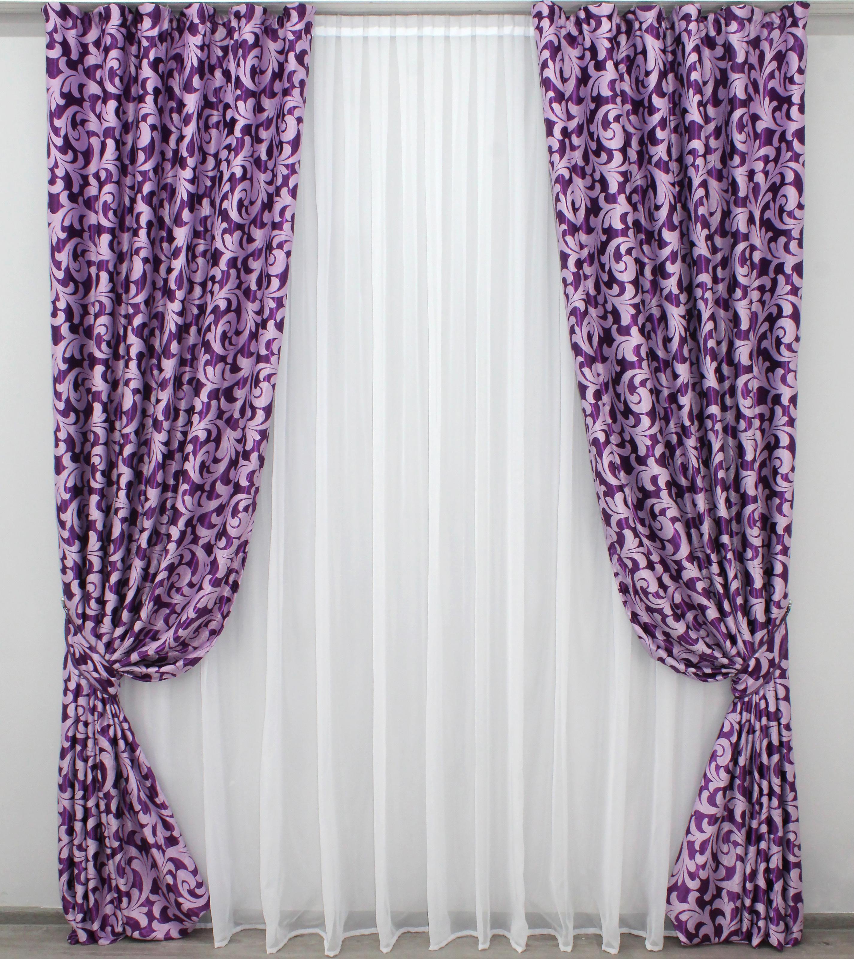 Комплект штор VR-Textil Вензель № 454ш А блекаут 150х270 см 2 шт. Фіолетовий (30-194)