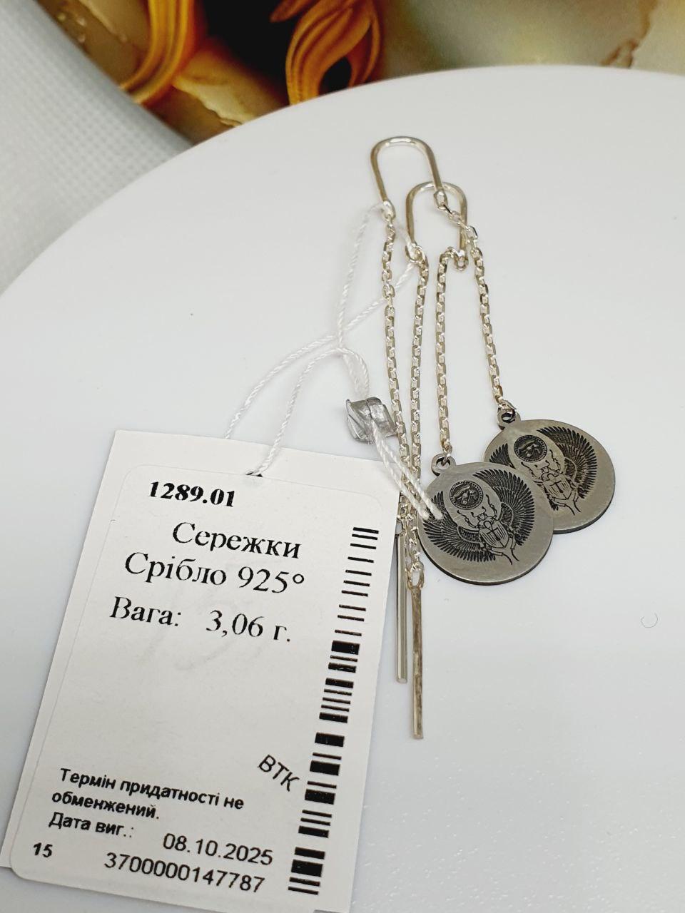 Серебряные серьги Скарабей Чернение 925 проба (2787367609)