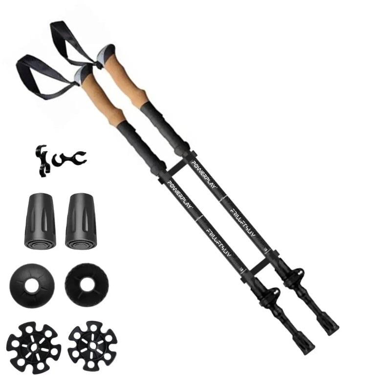 Трекинговые палки PowerPlay 9107 Friluftsliv 80-135 см Black/White