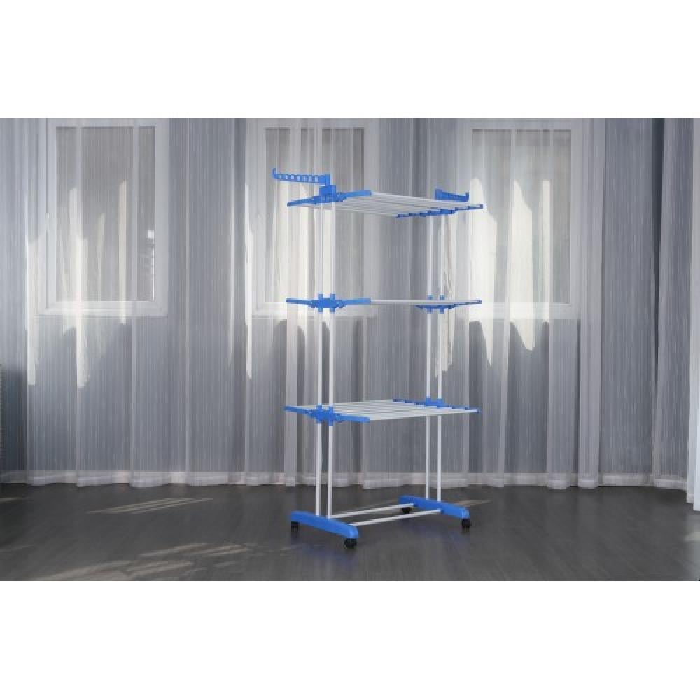 Сушилка-органайзер для белья Bonro B07 многоярусная раскладная на колесиках до 30 кг Синий (132-76-42400231) - фото 3 Сушилка-органайзер для белья Bonro B07 многоярусная раскладная на колесиках до 30 кг Синий (132-76-42400231) - фото 3