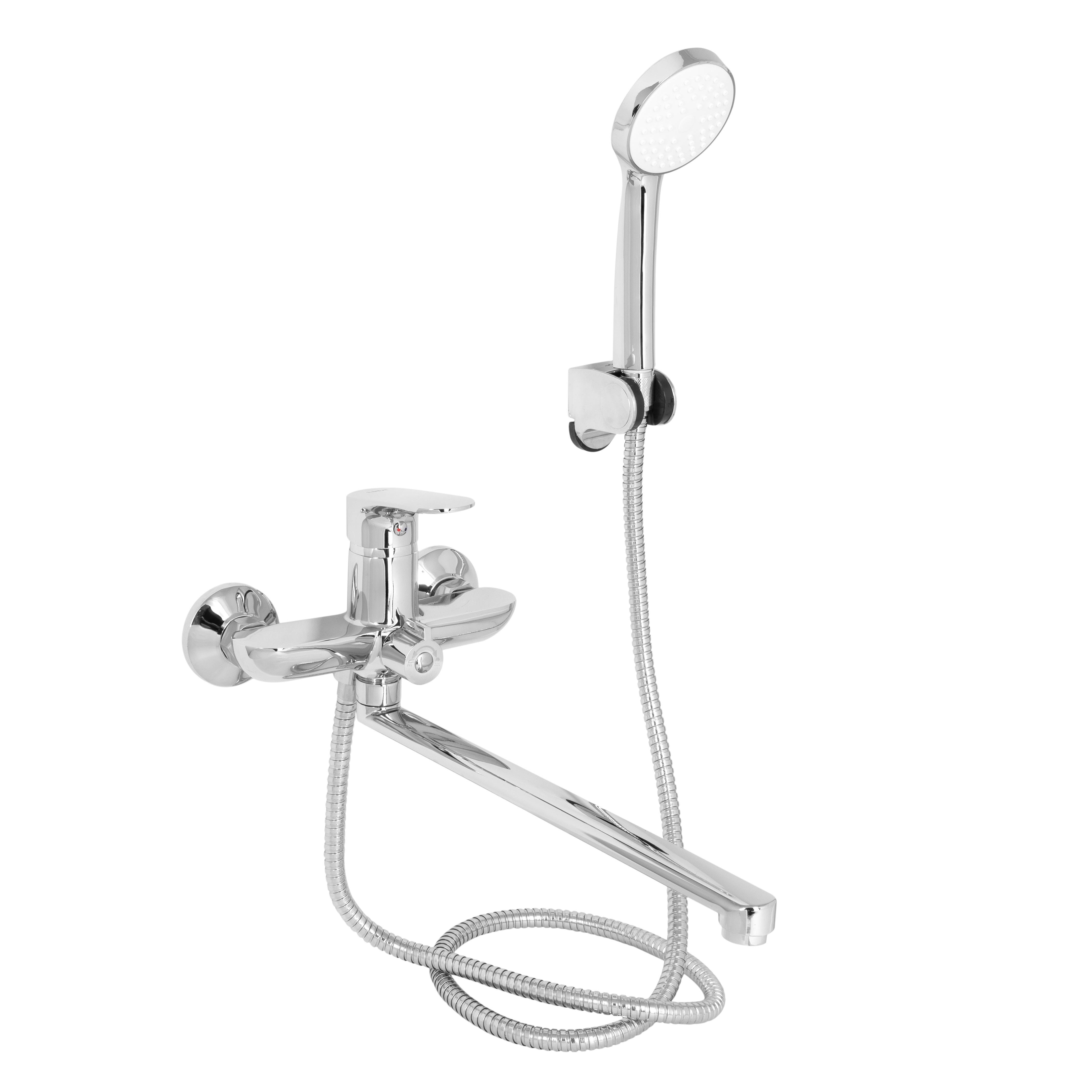 Смеситель для ванны Lidz Arrow 0052 с поворотным изливом c душевым гарнитуром k35 Chrome (LDARR0052CRM44954)