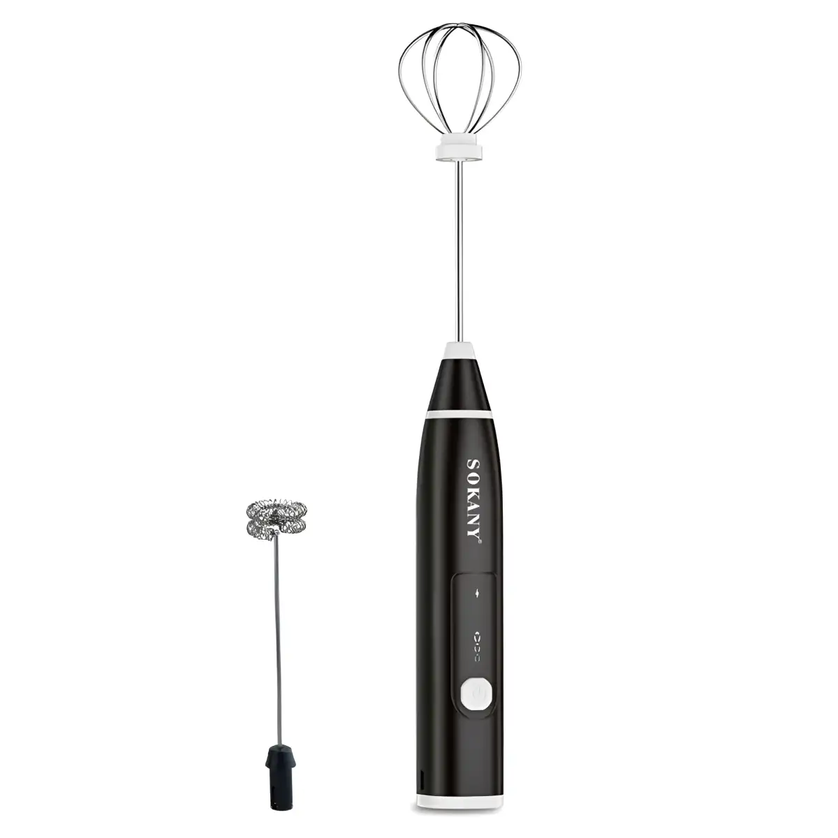 Капучинатор ручной Sokany SK-1772 аккумуляторный с 2 бесшумными насадками Черный (118-107-SK1772B)