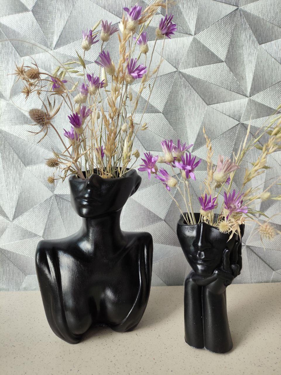 Набор декоративных ваз бюст и ваза лица ручной работы 2 шт. Черный (2749552553) - фото 7 Набор декоративных ваз бюст и ваза лица ручной работы 2 шт. Черный (2749552553) - фото 7