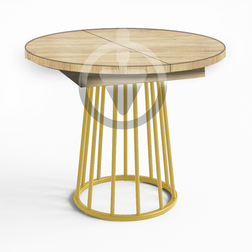 Стол кухонный раскладной RoMax Elegant Slide 80x80/110x80 см Loft Дуб Сонома/Золотой - фото 1