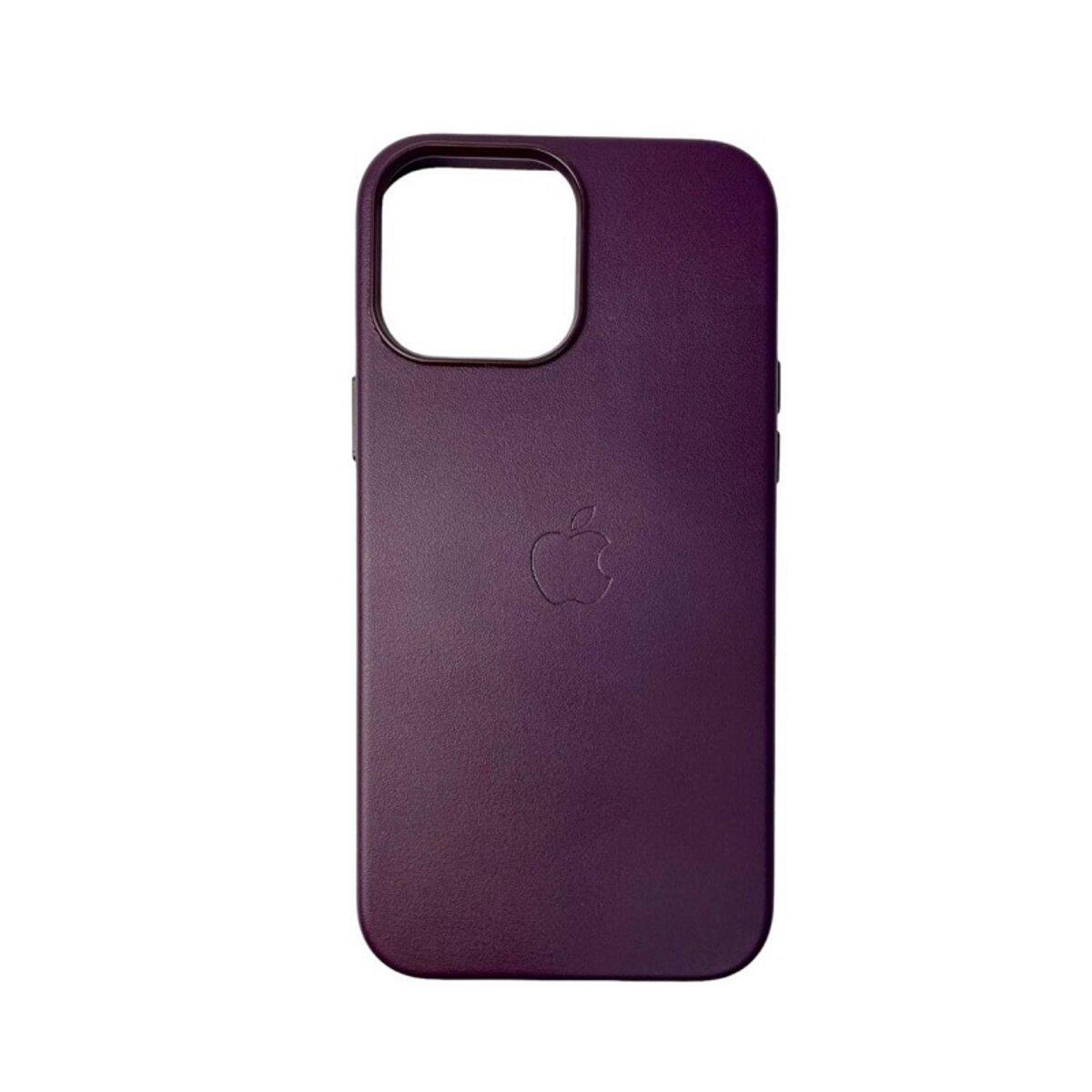 Протиударний чохол для Apple iPhone 15 Pro Max Leather AAA Full Magsafe IC Dark Cherry