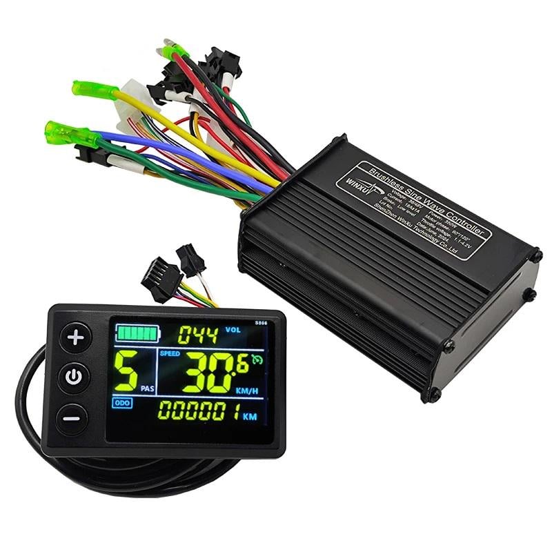 Контроллер 36V/48V 500W 25A FOC синусоидальный и LCD дисплей S866 для электровелосипеда/самоката (00-00029863)