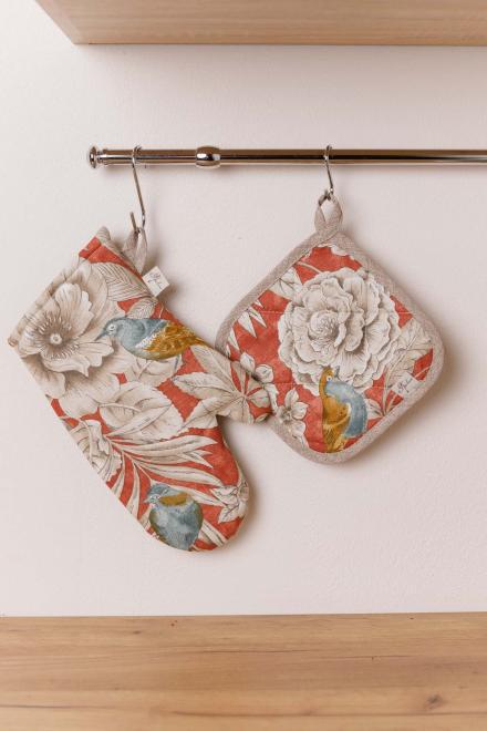 Прихватка с перчаткой Птичка на терракоте 20x20/32x16 см (34835) - фото 2 Прихватка с перчаткой Птичка на терракоте 20x20/32x16 см (34835) - фото 2