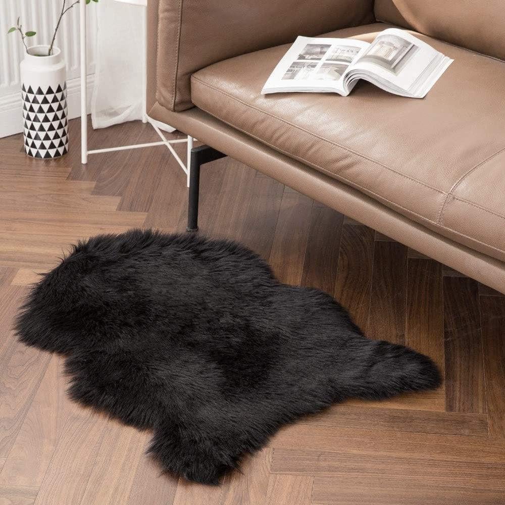 Коврик пушистый с высоким ворсом 60х90 см Черный (П4К-am-kovr-mishka-001)