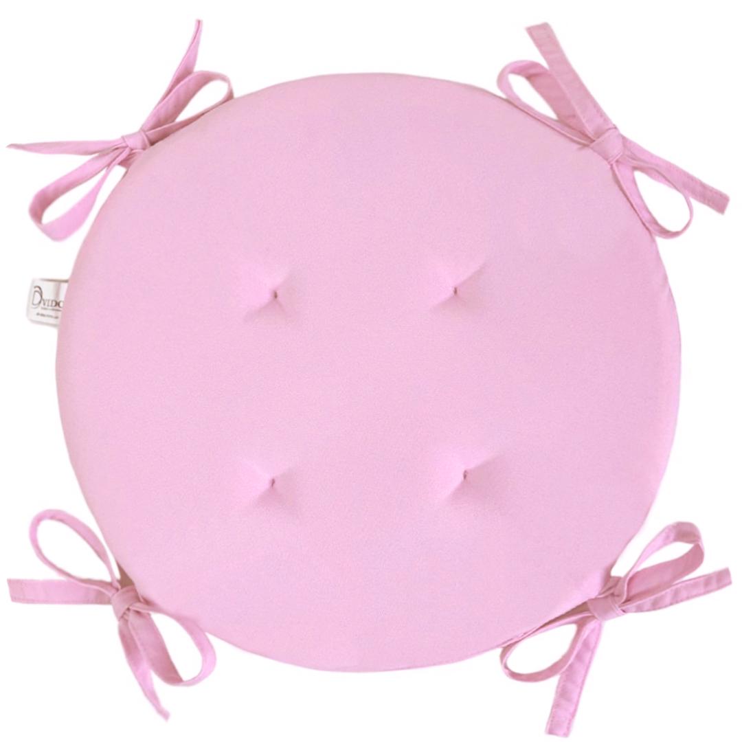 Подушка на стул с 4 завязками Ø 45х3 см Светло-розовый (2541945558)