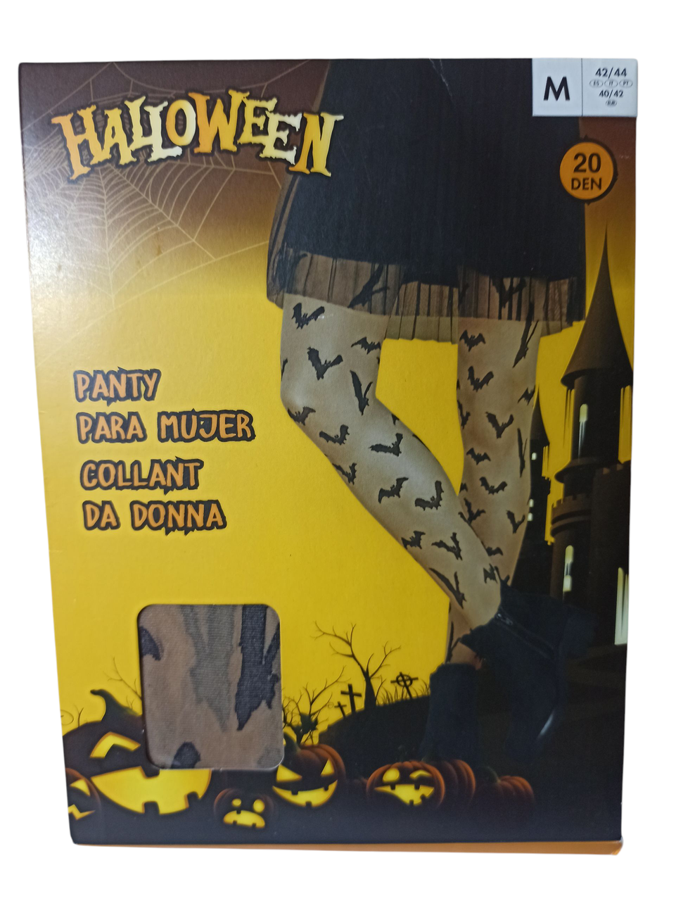 Колготки с летучими мышами для Хэллоуина 20 den М р. 42-44 Бежевый (L0559) - фото 4