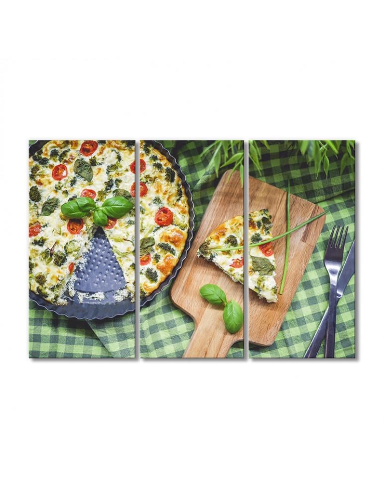 Картина модульная Сырний пирог с брокколи 3 модуля 80x120 см