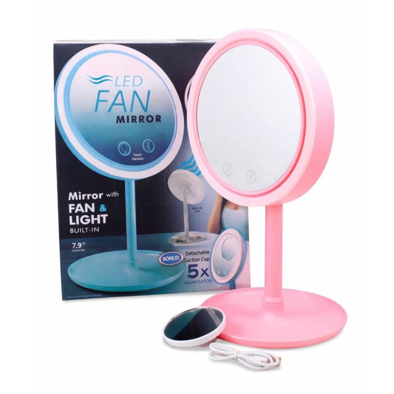 Косметичне дзеркало з підсвічуванням з вентилятором Led Fan mirror Рожевий (9606a488)