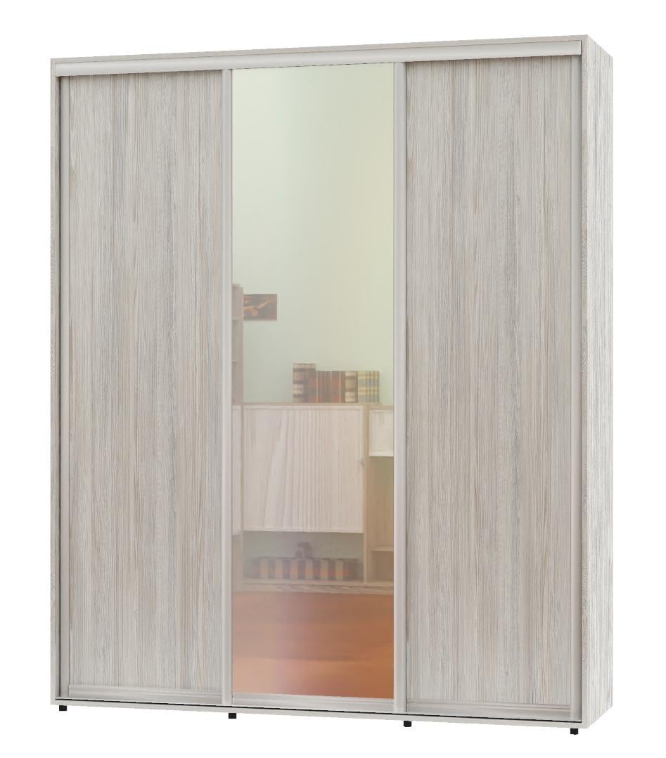 Шкаф-купе трехдверный Алекса ШК-05 ДСП/зеркало/ДСП 220x55x250 см Сосна Натти