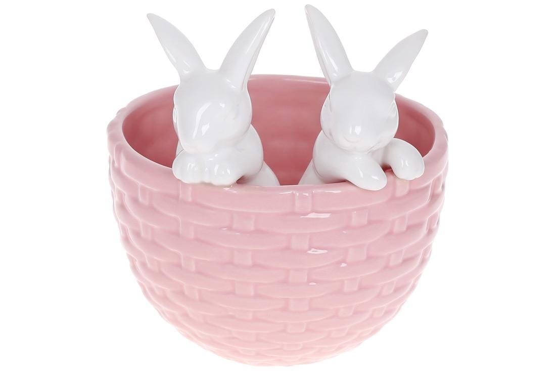 Кашпо Кролики в корзинке BonaDi 15 см (733-543)