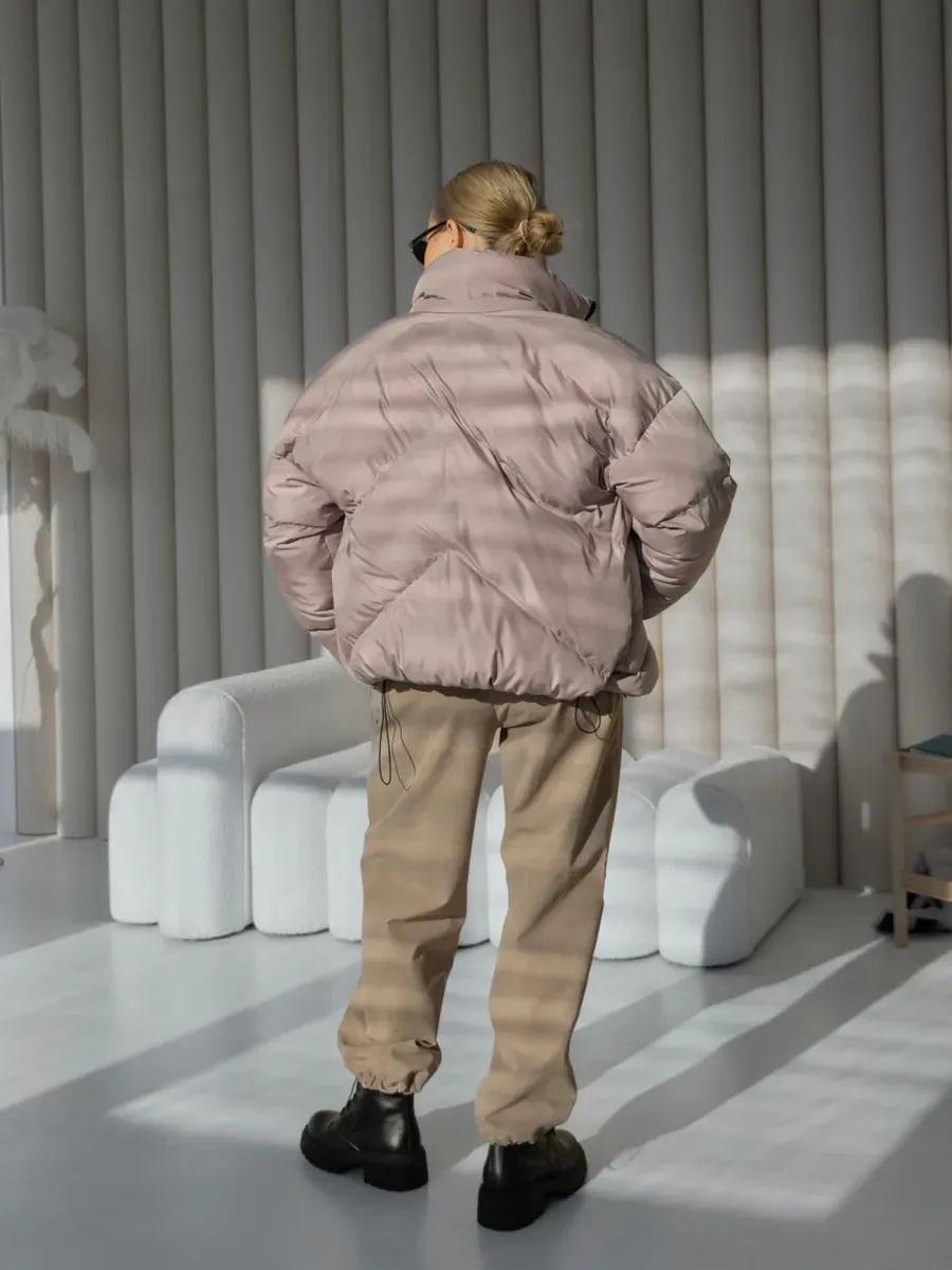 Пуховик жіночий Quadro зимовий до -15°С з капюшоном оверсайз L/XL Світло-сірий (26531/4/2) - фото 5