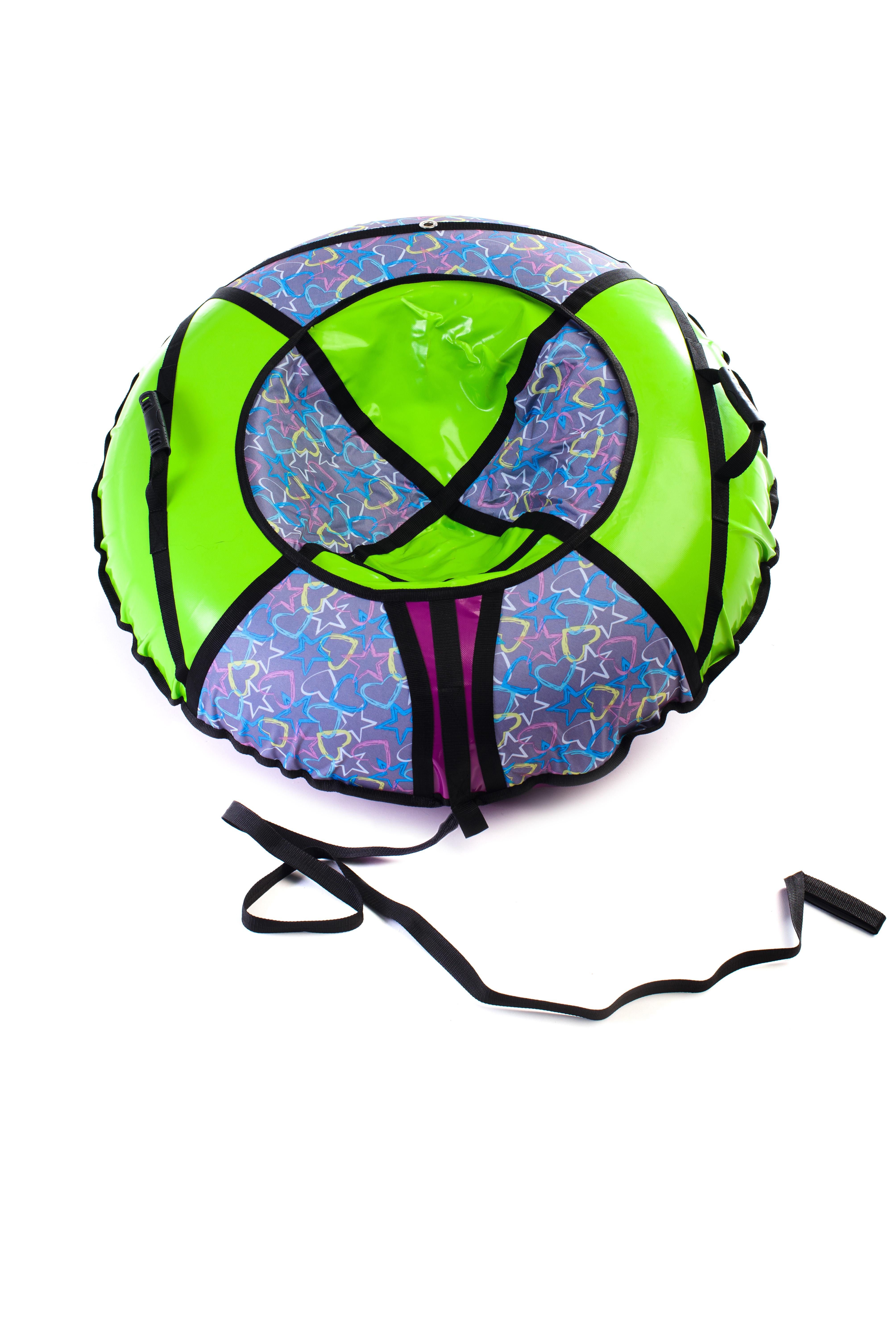 Надувные санки-ватрушка Kospa 120 см Сердечки/Салатный (1065)