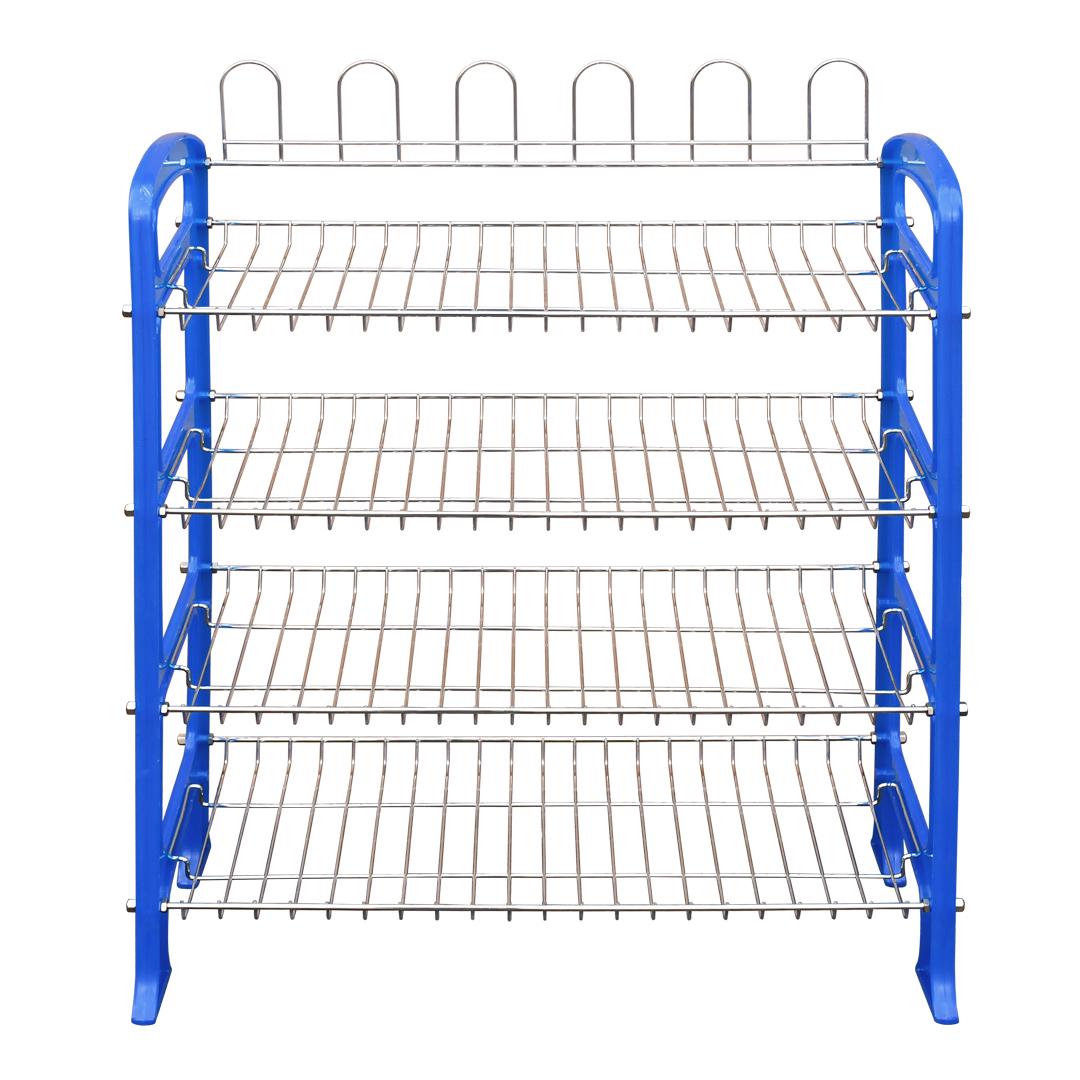 Полка для обуви Lemax 4-ярусная 63x29x71 см Хром/Синий (YJ-G906A)