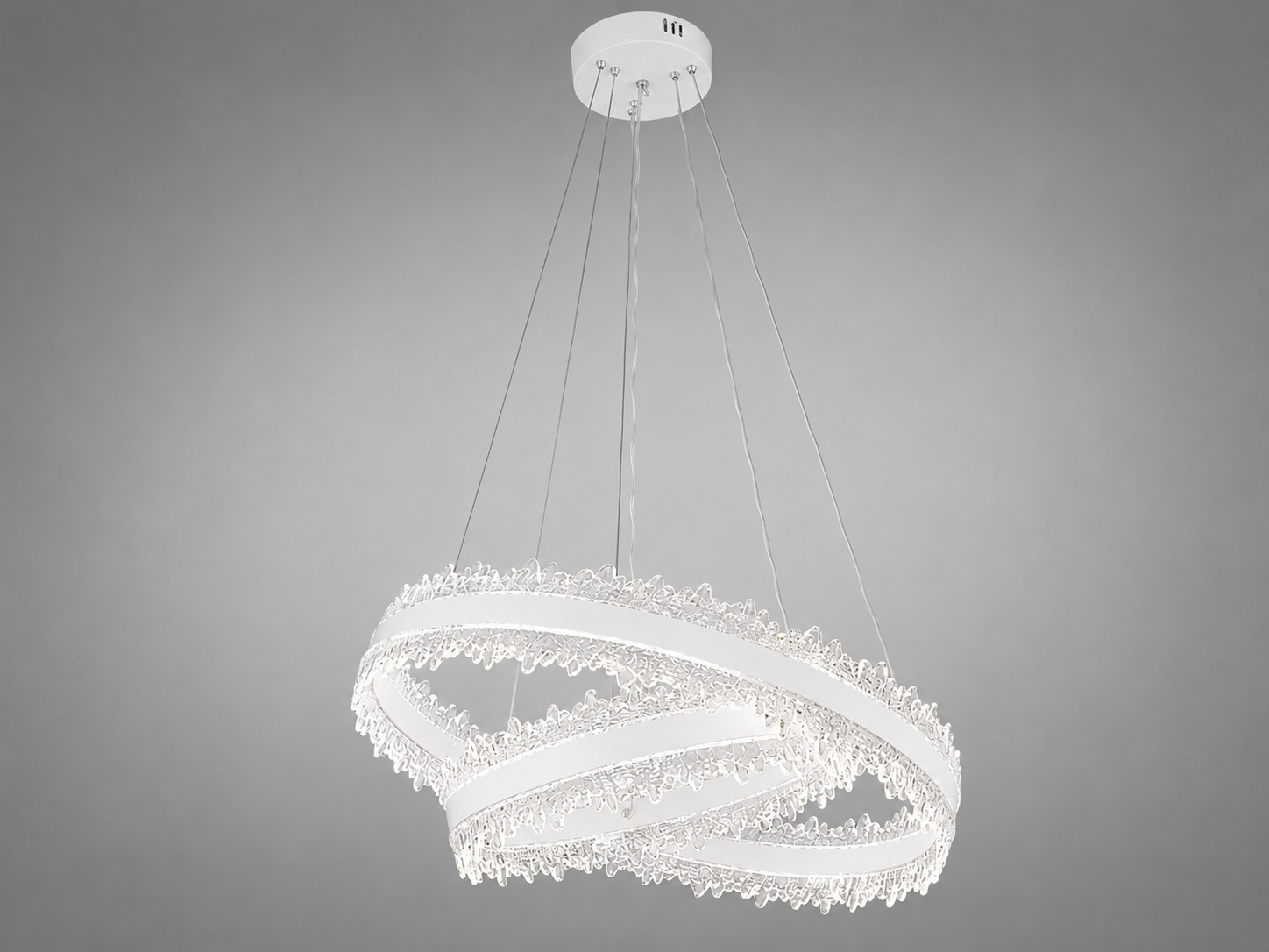 Люстра подвесная LED Diasha 2 кольца/пульт 140W Белый (D8751-600/400WH)