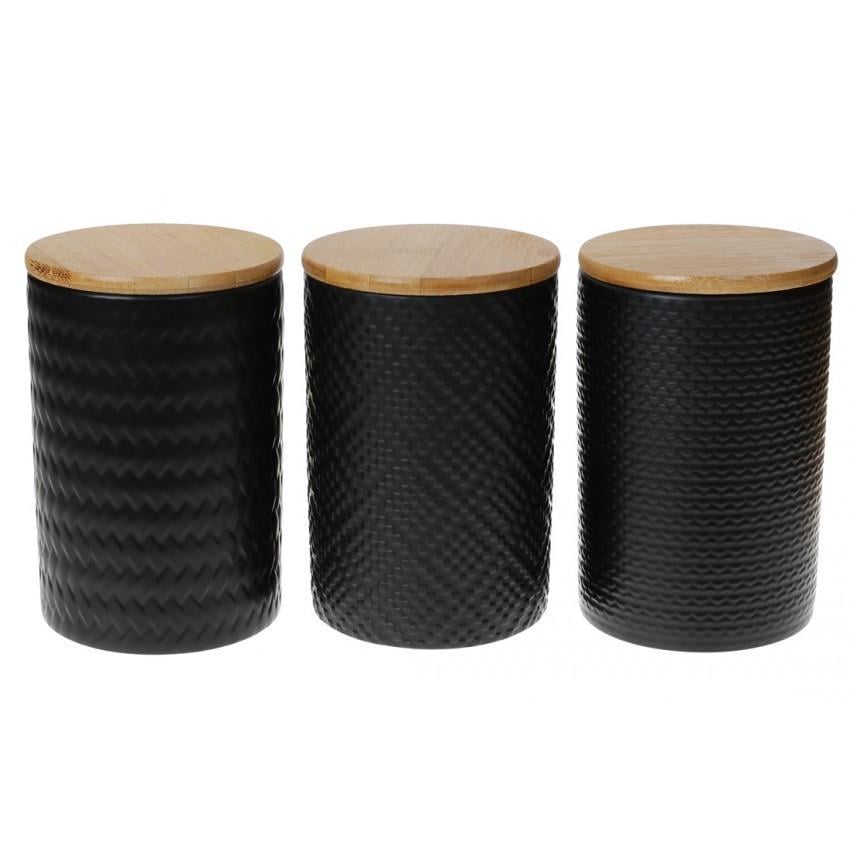 Набор банок ВonaDi Модерн 800 мл с бамбуковыми крышками Черный (100502)