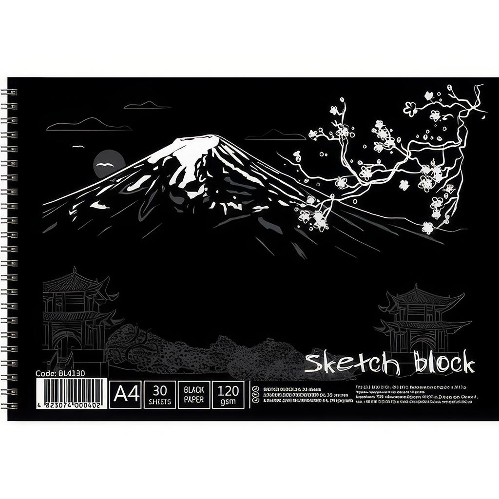 Скетчбук с черными листьями ТМ Офорт А4 30 л. 120 г/м2 (BL4130)