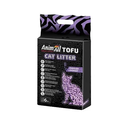 Наповнювач для котів AnimAll Tofu Lavender з ароматом лаванди соєвий 6 л (1498)