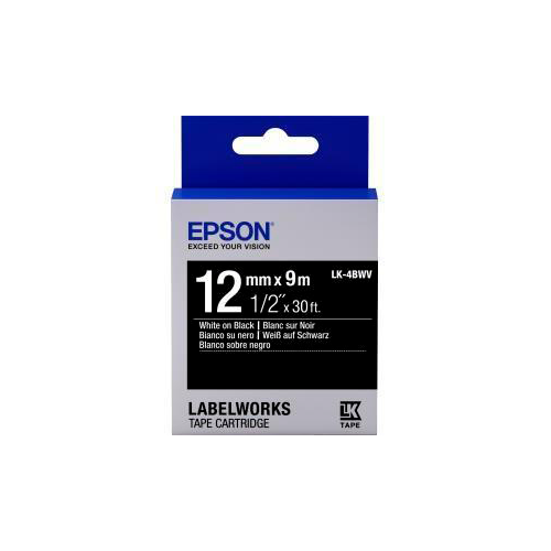 Лента для принтера Epson LK4BWV Vivid White/Black для LW-300/400/400VP/700 12 мм 9 м White (C53S654009)