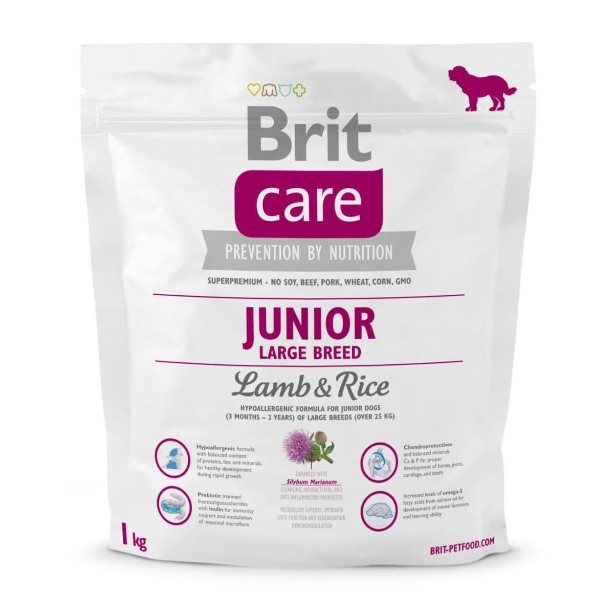 Корм сухой Brit Care Junior Large Breed Lamb&Rice для щенков и молодых собак крупных пород 1 кг (8595602509850)