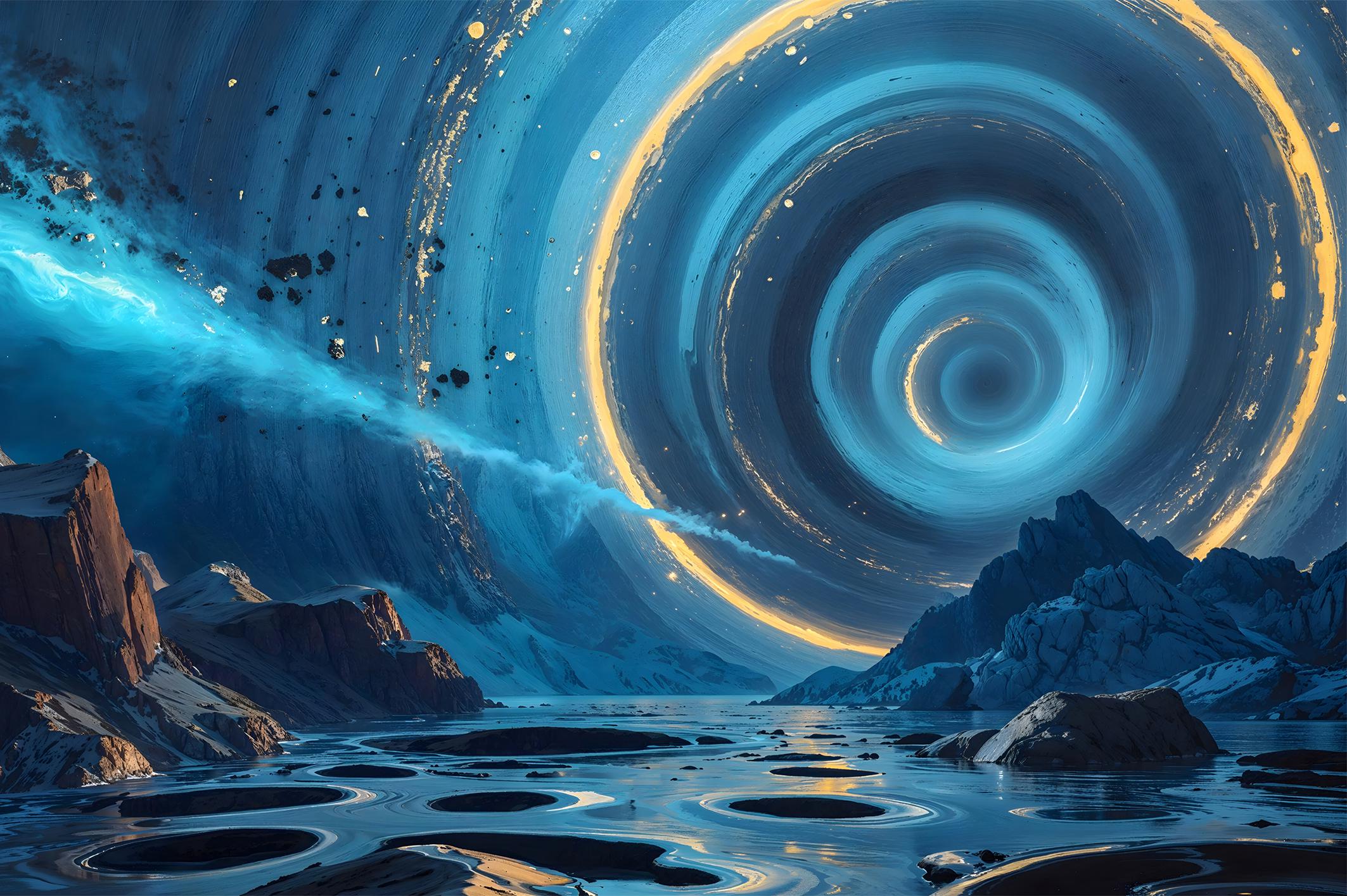 Фотообои флизелиновые Upstream Портал в каньоне над озером 180х120 см (SPF-167/2)