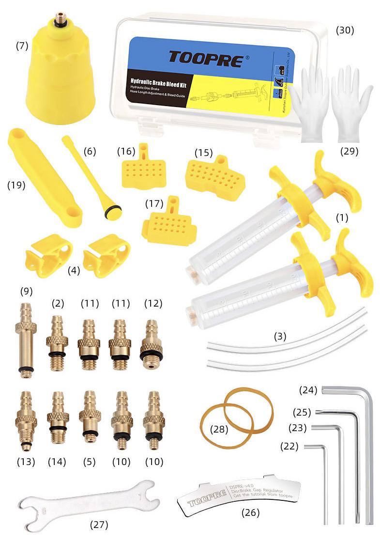 Комплект для прокачки гидравлических тормозов велосипеда TOOPRE с металлическими соединителями - фото 5 Комплект для прокачки гидравлических тормозов велосипеда TOOPRE с металлическими соединителями - фото 5
