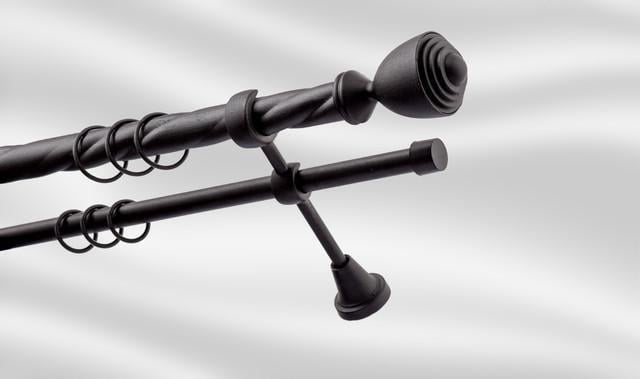 Карниз для шторы Plastidea Палацио металлический двойной витой с прищепками D 25-16 мм 200 см Черный